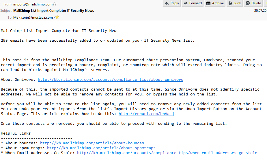ITSecurityNews.info says Farewell to Mailchimp