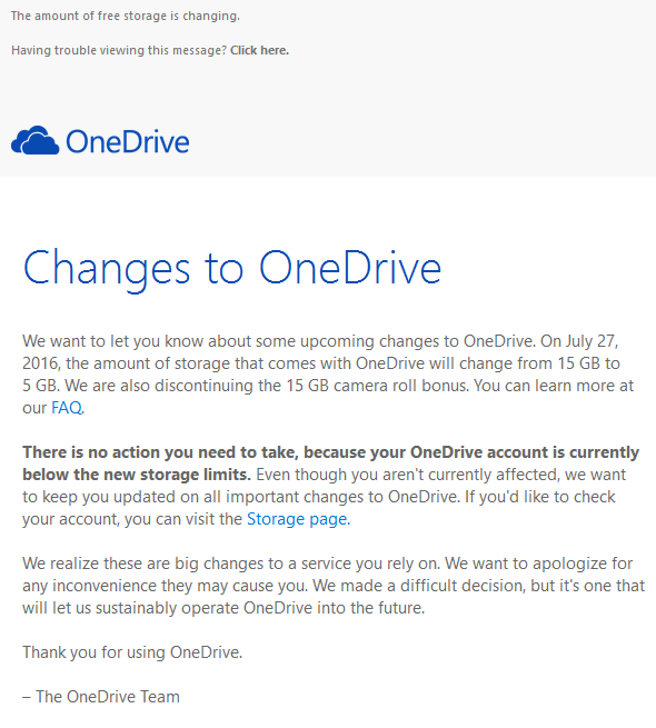 Dramatic change to storage limits in OneDrive!