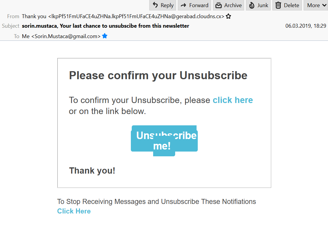 “UNSUBSCRIBE ME!” or how to subscribe to spam lists