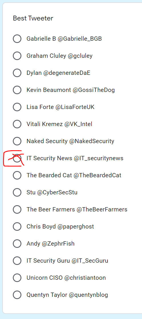 My IT_SecurityNews account nominated for “Best tweeter” account in the European Cybersecurity Blogger Awards